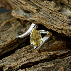 Citrine Solitaire Korean 92.5 Silver Yellow Gemstone Whisper thin Engagement Ring Jewelry