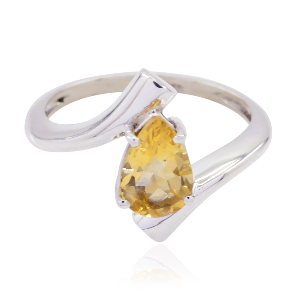 Citrine Solitaire Korean 92.5 Silver Yellow Gemstone Whisper thin Engagement Ring Jewelry