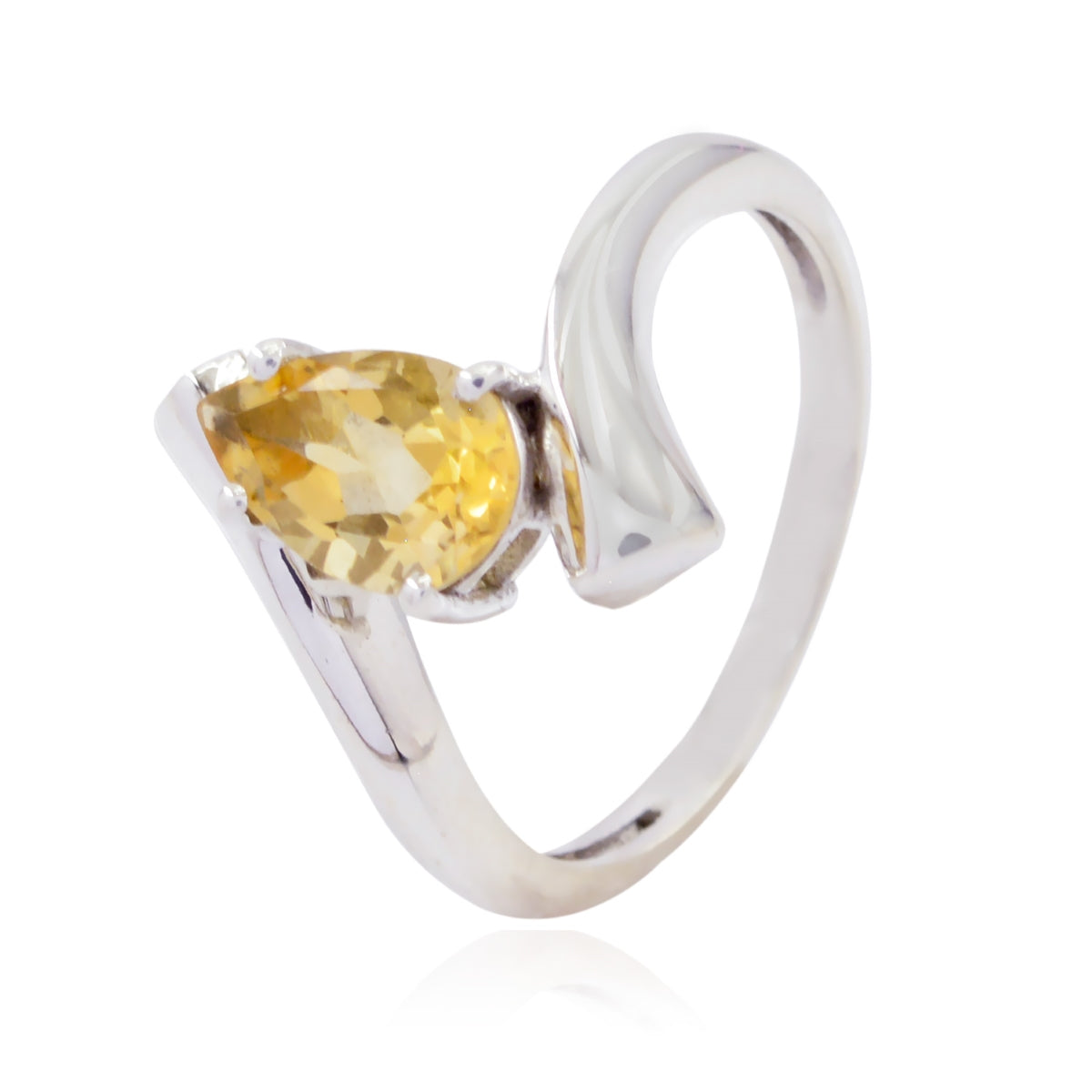 Citrine Solitaire Korean 92.5 Silver Yellow Gemstone Whisper thin Engagement Ring Jewelry