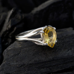 Citrine Solitaire American 925 Silver Yellow Gems Dainty Love Ring Jewelry
