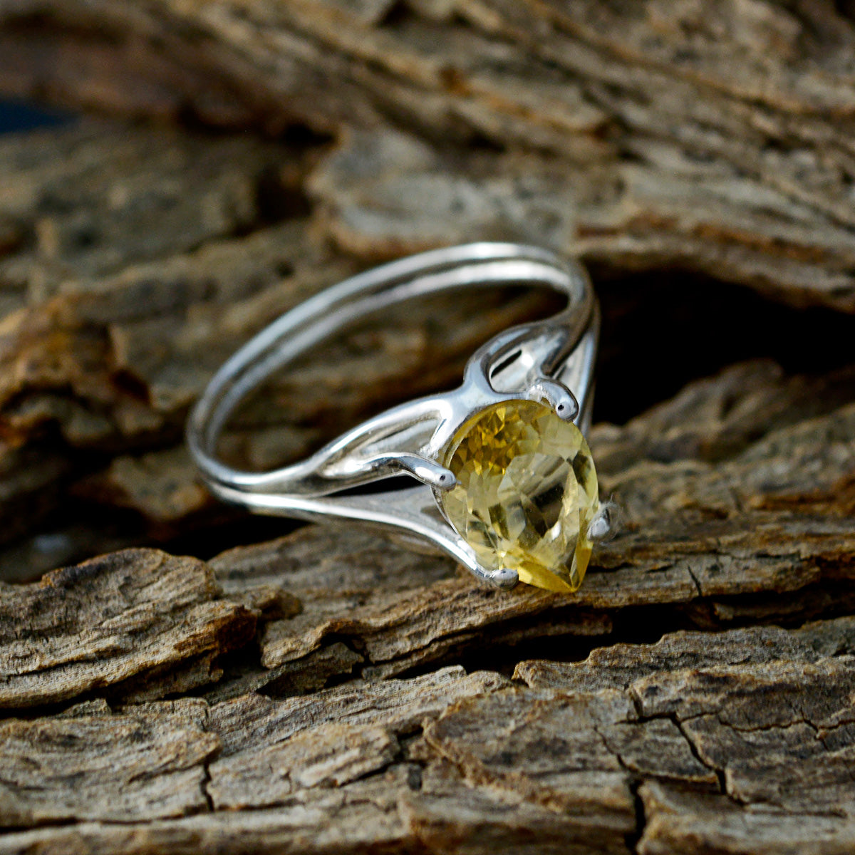 Citrine Solitaire American 925 Silver Yellow Gems Dainty Love Ring Jewelry