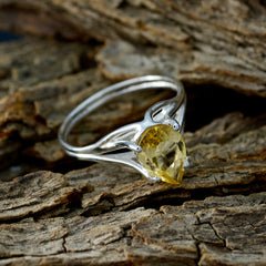 Citrine Solitaire American 925 Silver Yellow Gems Dainty Love Ring Jewelry