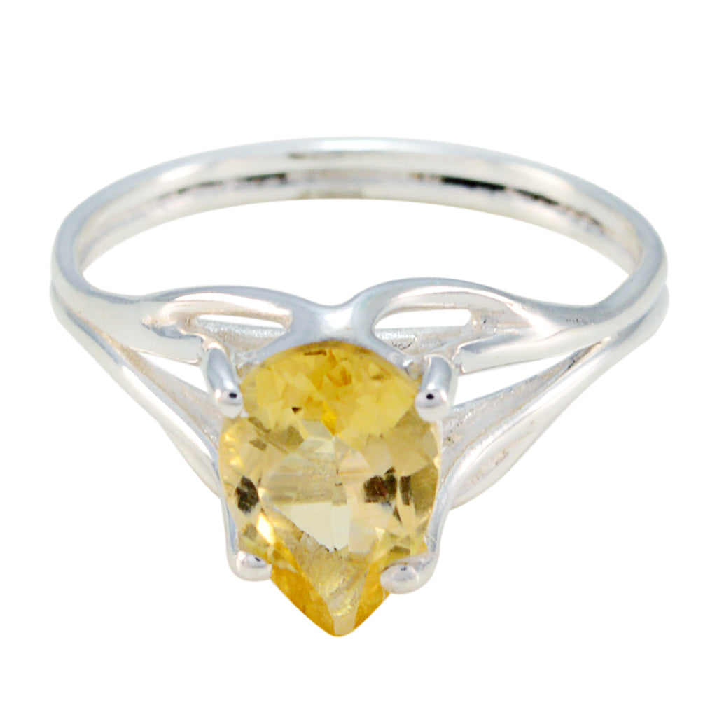 Citrine Solitaire American 925 Silver Yellow Gems Dainty Love Ring Jewelry