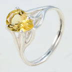 Citrine Solitaire American 925 Silver Yellow Gems Dainty Love Ring Jewelry