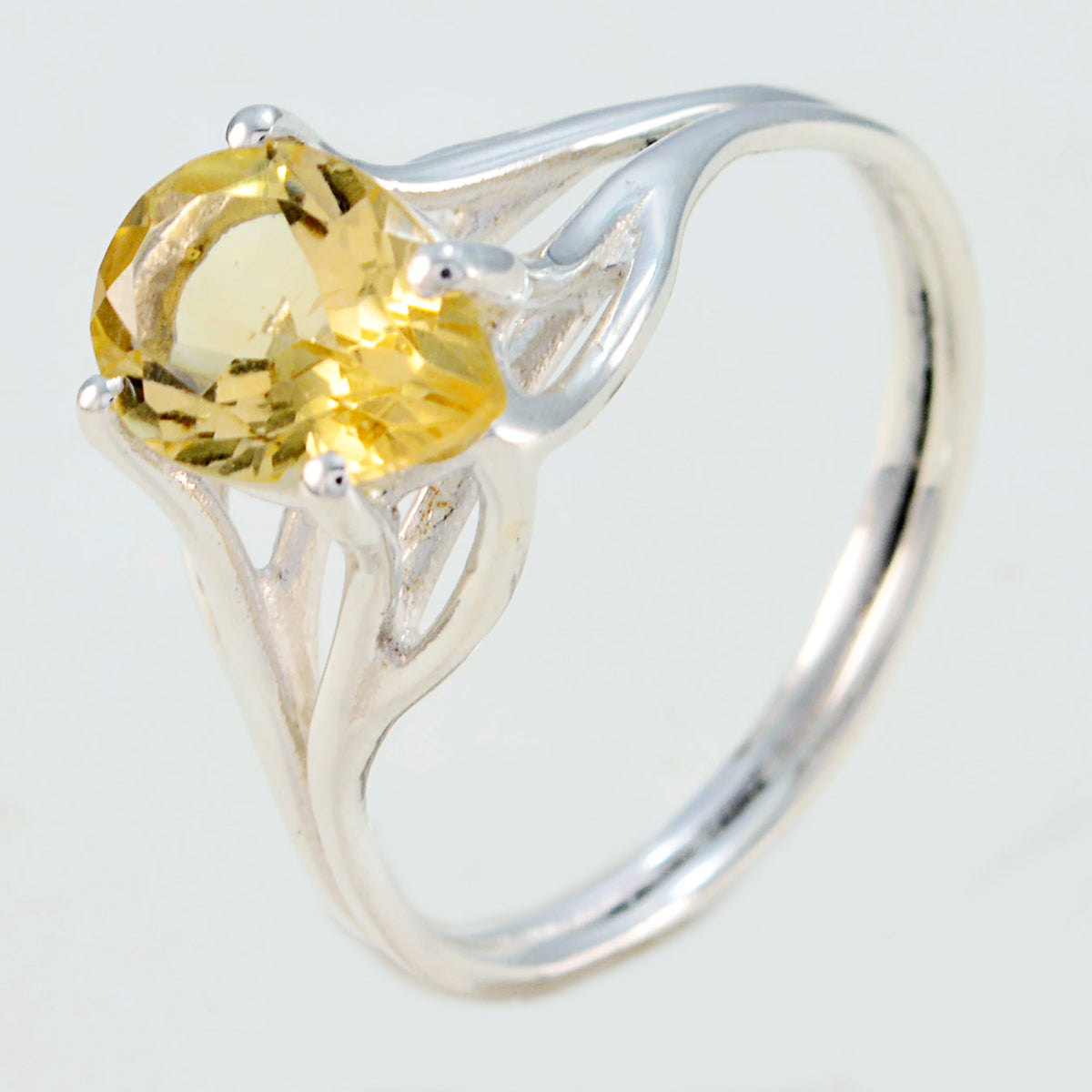 Citrine Solitaire American 925 Silver Yellow Gems Dainty Love Ring Jewelry