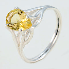 Citrine Solitaire American 925 Silver Yellow Gems Dainty Love Ring Jewelry