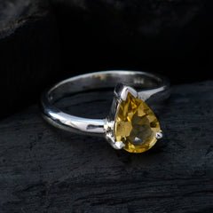 Citrine Solitaire Japanese 925 Silver Yellow Gemstones Delicate Sophisticated Ring Jewellery
