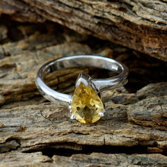 Citrine Solitaire Japanese 925 Silver Yellow Gemstones Delicate Sophisticated Ring Jewellery