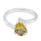 Citrine Solitaire Japanese 925 Silver Yellow Gemstones Delicate Sophisticated Ring Jewellery