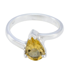 Citrine Solitaire Japanese 925 Silver Yellow Gemstones Delicate Sophisticated Ring Jewellery