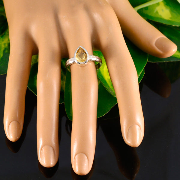 Citrine Solitaire Egyptian 925 Silver Yellow Gems Featherlight Luxurious Ring Jewellery