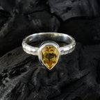 Citrine Solitaire Egyptian 925 Silver Yellow Gems Featherlight Luxurious Ring Jewellery