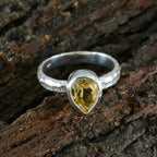 Citrine Solitaire Egyptian 925 Silver Yellow Gems Featherlight Luxurious Ring Jewellery