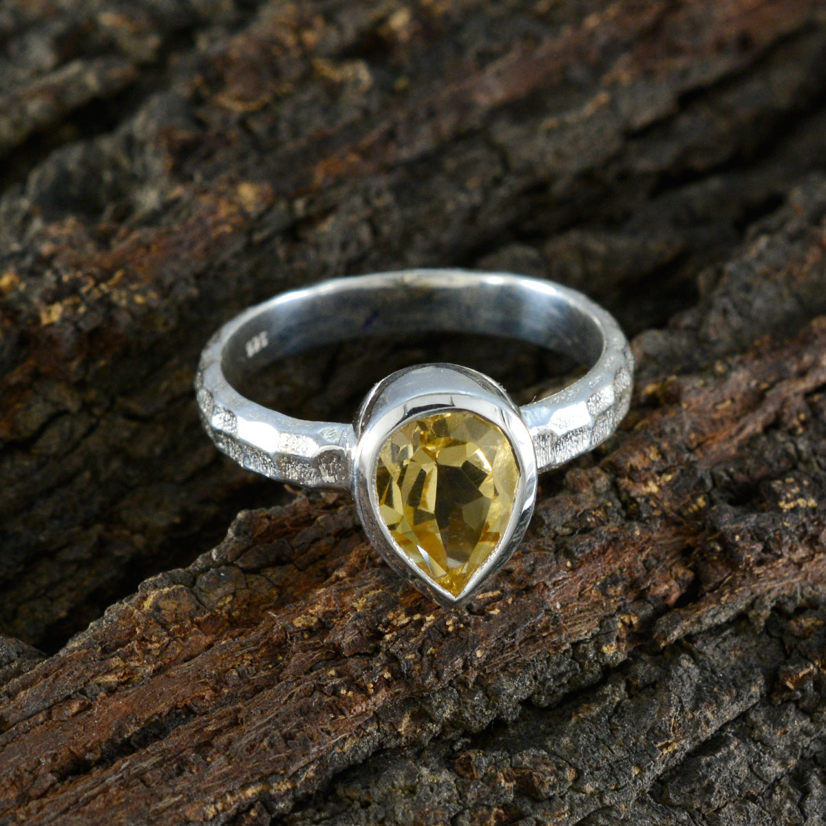 Citrine Solitaire Egyptian 925 Silver Yellow Gems Featherlight Luxurious Ring Jewellery