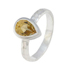 Citrine Solitaire Egyptian 925 Silver Yellow Gems Featherlight Luxurious Ring Jewellery
