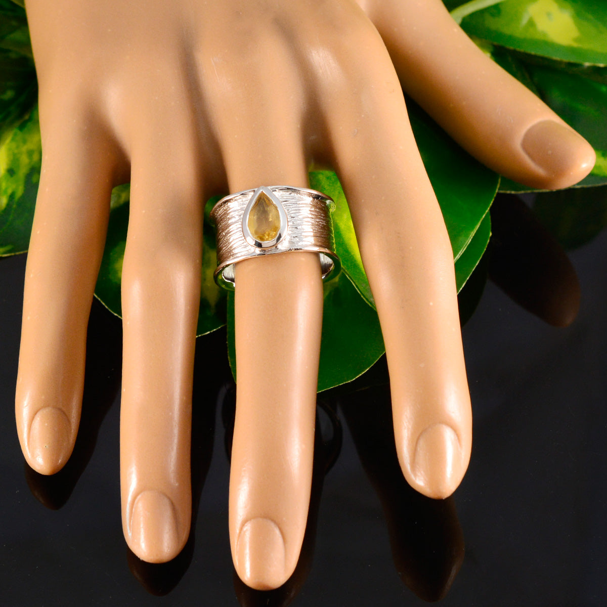 Citrine Solitaire Moroccan 92.5 Silver Yellow Gems Versatile Victorian Band Jewellery