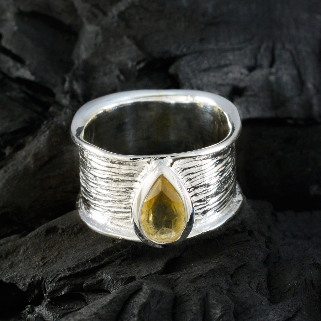 Citrine Solitaire Moroccan 92.5 Silver Yellow Gems Versatile Victorian Band Jewellery