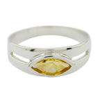 Citrine Solitaire French 925 Sterling Silver Yellow Gemstone Slim Modern Ring Jewellery
