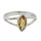 Citrine Solitaire American Silver Yellow Gemstones Dainty Geometric Ring Jewelry