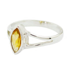 Citrine Solitaire American Silver Yellow Gemstones Dainty Geometric Ring Jewelry
