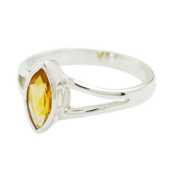 Citrine Solitaire American Silver Yellow Gemstones Dainty Geometric Ring Jewelry