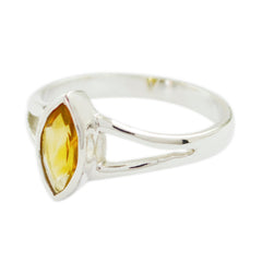 Citrine Solitaire American Silver Yellow Gemstones Dainty Geometric Ring Jewelry