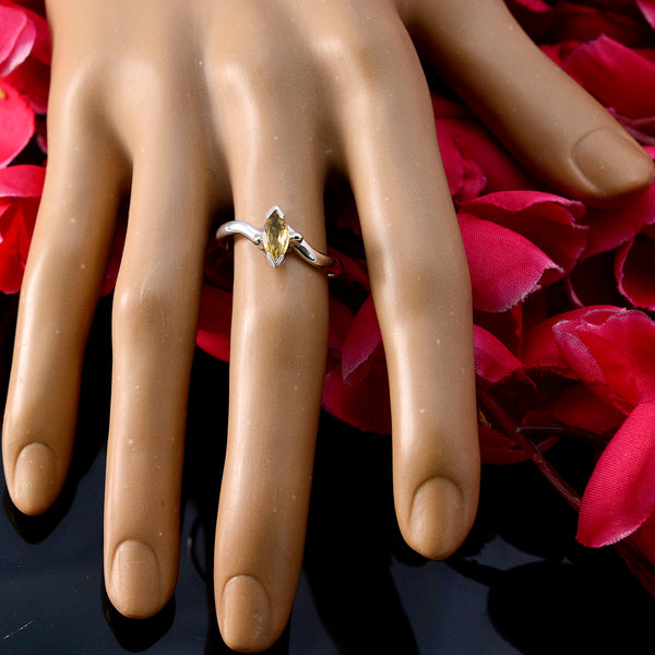 Citrine Solitaire Japanese 925 Sterling Silver Yellow Gems Delicate Modern Ring Jewellery