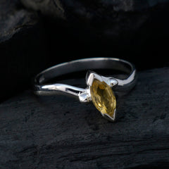 Citrine Solitaire Japanese 925 Sterling Silver Yellow Gems Delicate Modern Ring Jewellery