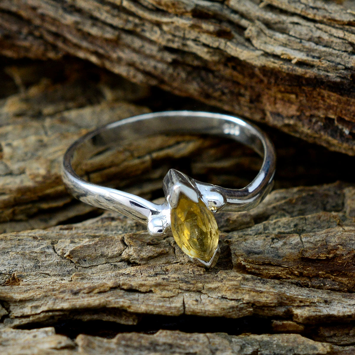 Citrine Solitaire Japanese 925 Sterling Silver Yellow Gems Delicate Modern Ring Jewellery