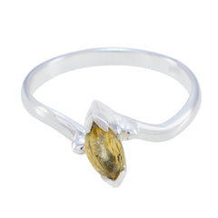 Citrine Solitaire Japanese 925 Sterling Silver Yellow Gems Delicate Modern Ring Jewellery