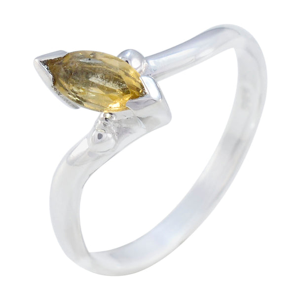 Citrine Solitaire Japanese 925 Sterling Silver Yellow Gems Delicate Modern Ring Jewellery
