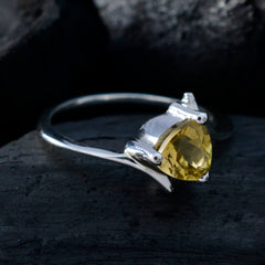Citrine Solitaire Turkish 925 Silver Yellow Gemstones Dainty Ethnic Ring Jewellery