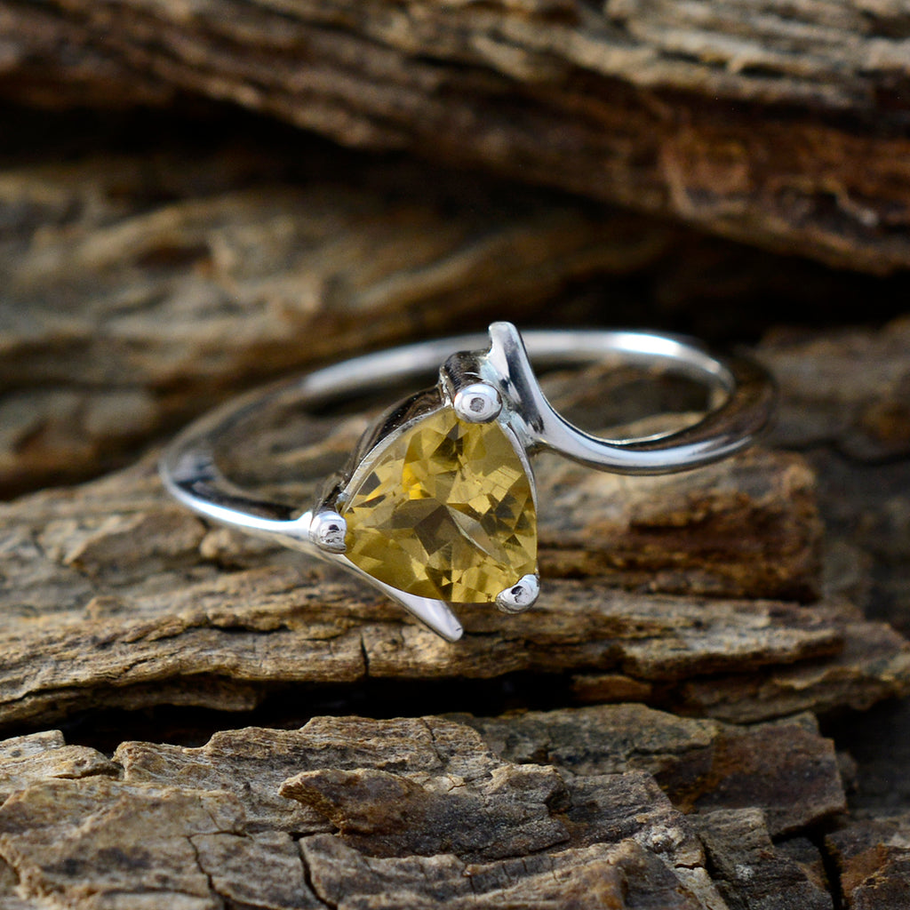 Citrine Solitaire Turkish 925 Silver Yellow Gemstones Dainty Ethnic Ring Jewellery