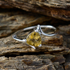 Citrine Solitaire Turkish 925 Silver Yellow Gemstones Dainty Ethnic Ring Jewellery