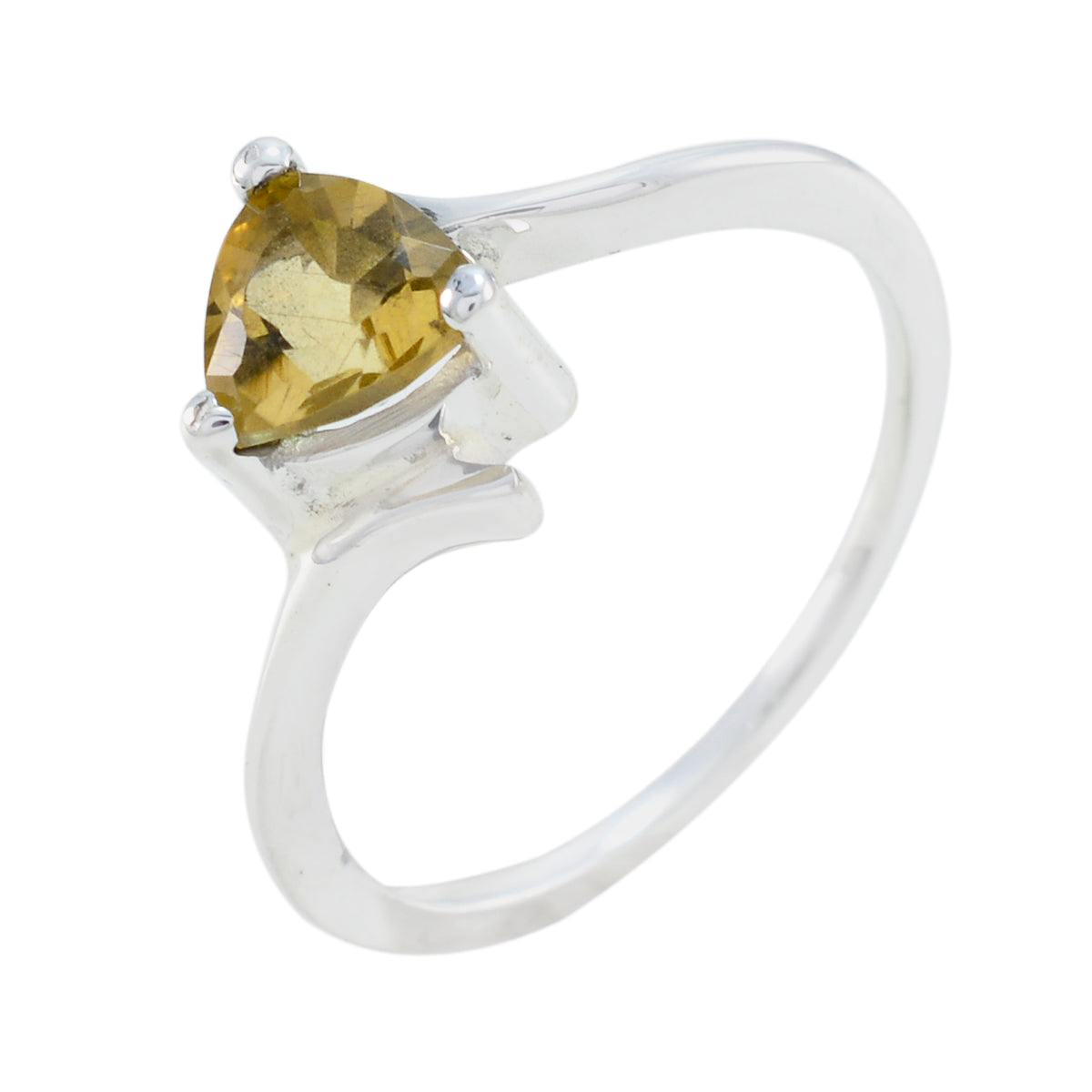Citrine Solitaire Turkish 925 Silver Yellow Gemstones Dainty Ethnic Ring Jewellery