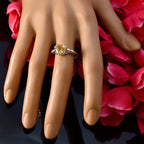 Citrine Solitaire Egyptian 92.5 Silver Yellow Gemstones Delicate Rope Wire Ring Jewellery