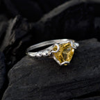 Citrine Solitaire Egyptian 92.5 Silver Yellow Gemstones Delicate Rope Wire Ring Jewellery