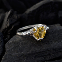 Citrine Solitaire Egyptian 92.5 Silver Yellow Gemstones Delicate Rope Wire Ring Jewellery