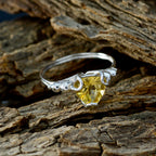 Citrine Solitaire Egyptian 92.5 Silver Yellow Gemstones Delicate Rope Wire Ring Jewellery