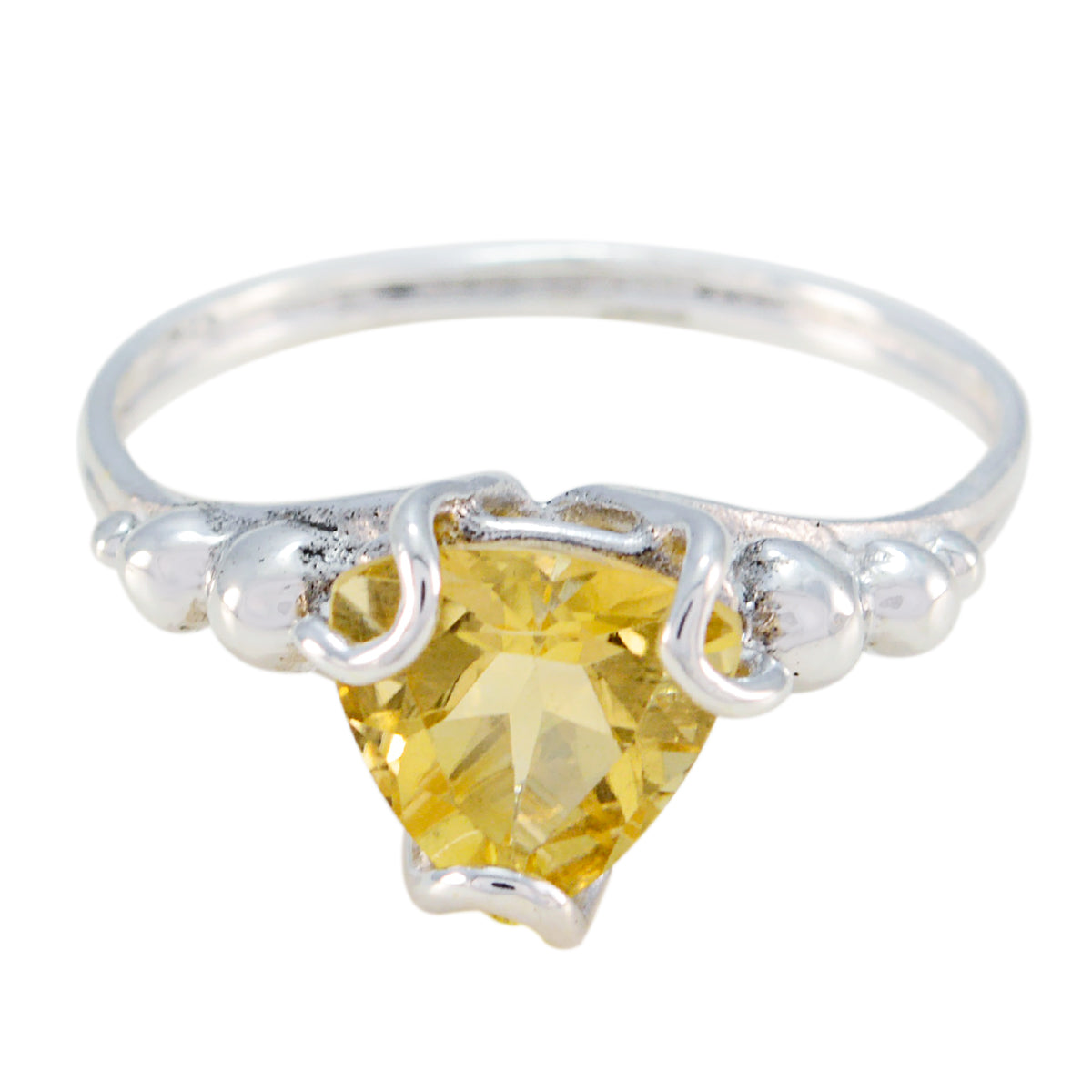Citrine Solitaire Egyptian 92.5 Silver Yellow Gemstones Delicate Rope Wire Ring Jewellery メイン画像
