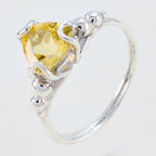 Citrine Solitaire Egyptian 92.5 Silver Yellow Gemstones Delicate Rope Wire Ring Jewellery