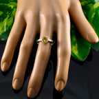 Citrine Solitaire Russian 92.5 Silver Yellow Gems Dainty Heritage Ring Jewelry