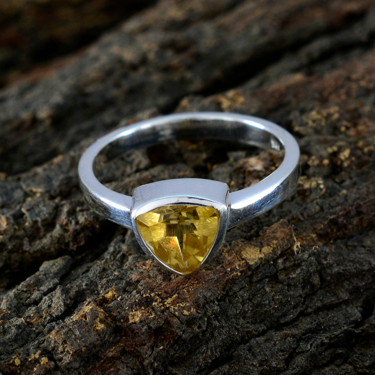 Citrine Solitaire Russian 92.5 Silver Yellow Gems Dainty Heritage Ring Jewelry