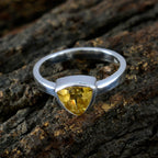 Citrine Solitaire Russian 92.5 Silver Yellow Gems Dainty Heritage Ring Jewelry