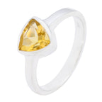 Citrine Solitaire Russian 92.5 Silver Yellow Gems Dainty Heritage Ring Jewelry