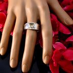 Citrine Solitaire Egyptian 92.5 Silver Yellow Gemstones Slim Geometric Ring Jewellery