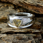 Citrine Solitaire Egyptian 92.5 Silver Yellow Gemstones Slim Geometric Ring Jewellery