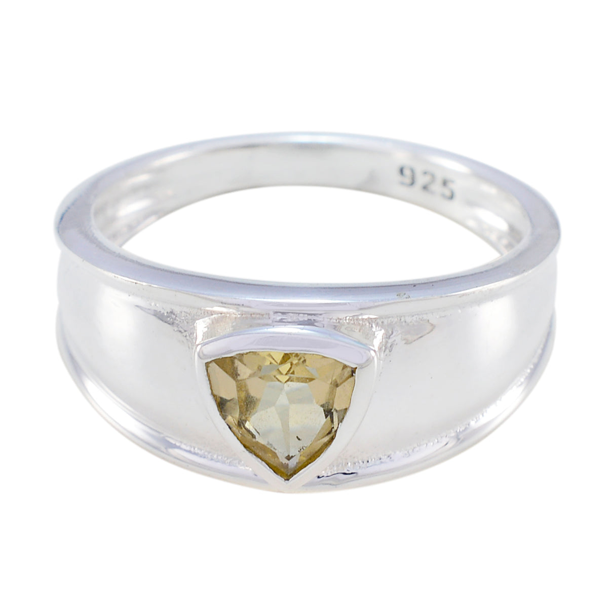 Citrine Solitaire Egyptian 92.5 Silver Yellow Gemstones Slim Geometric Ring Jewellery メイン画像