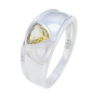 Citrine Solitaire Egyptian 92.5 Silver Yellow Gemstones Slim Geometric Ring Jewellery
