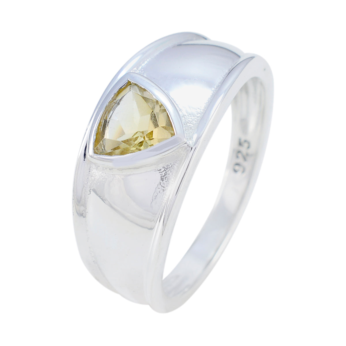 Citrine Solitaire Egyptian 92.5 Silver Yellow Gemstones Slim Geometric Ring Jewellery